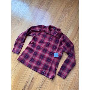 Eddie Bauer Checkered Pink Fleece Jacket Quarter Zip